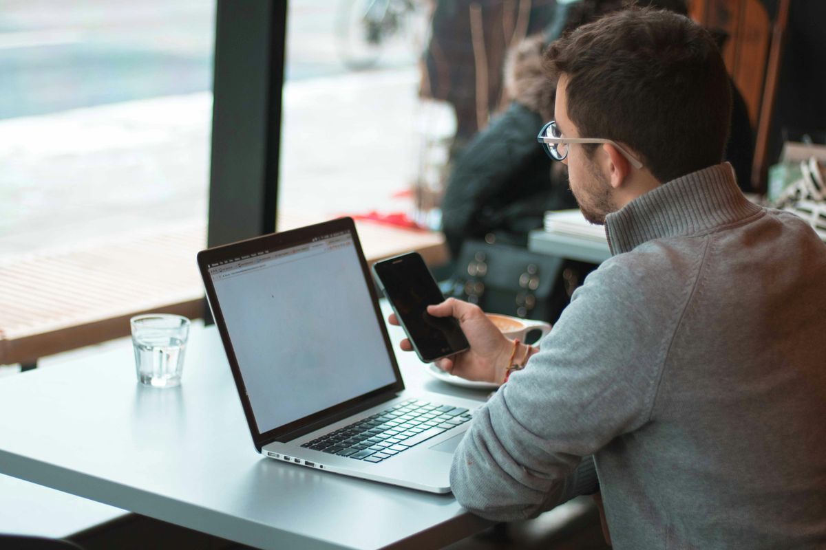 person using a laptop.