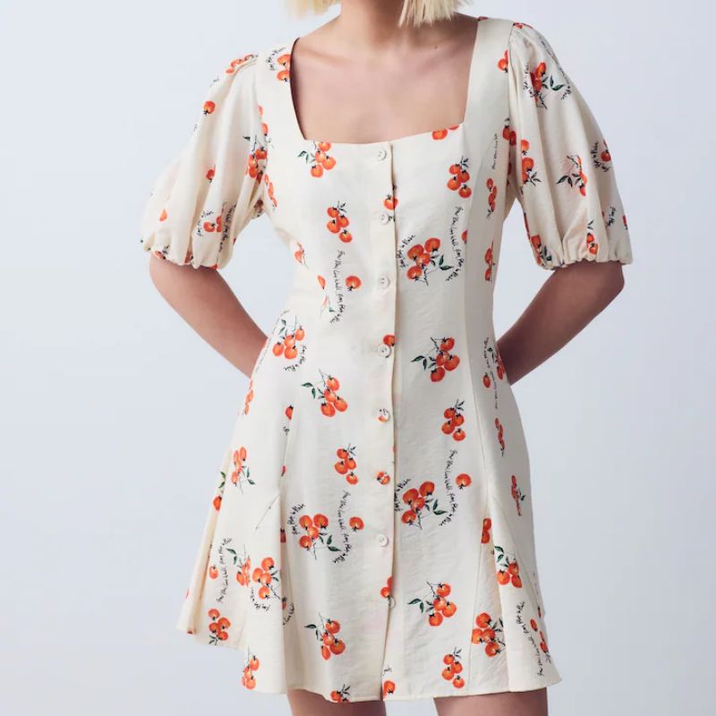 Next, tomato print mini dress