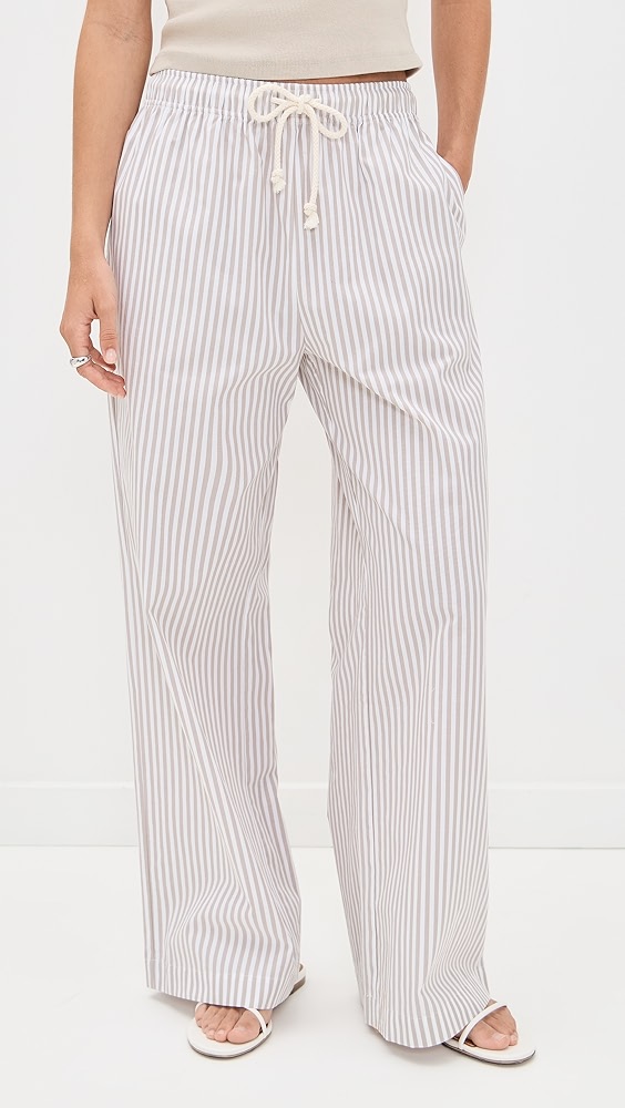 Perfectwhitetee Cotton Poplin Stripe Pants