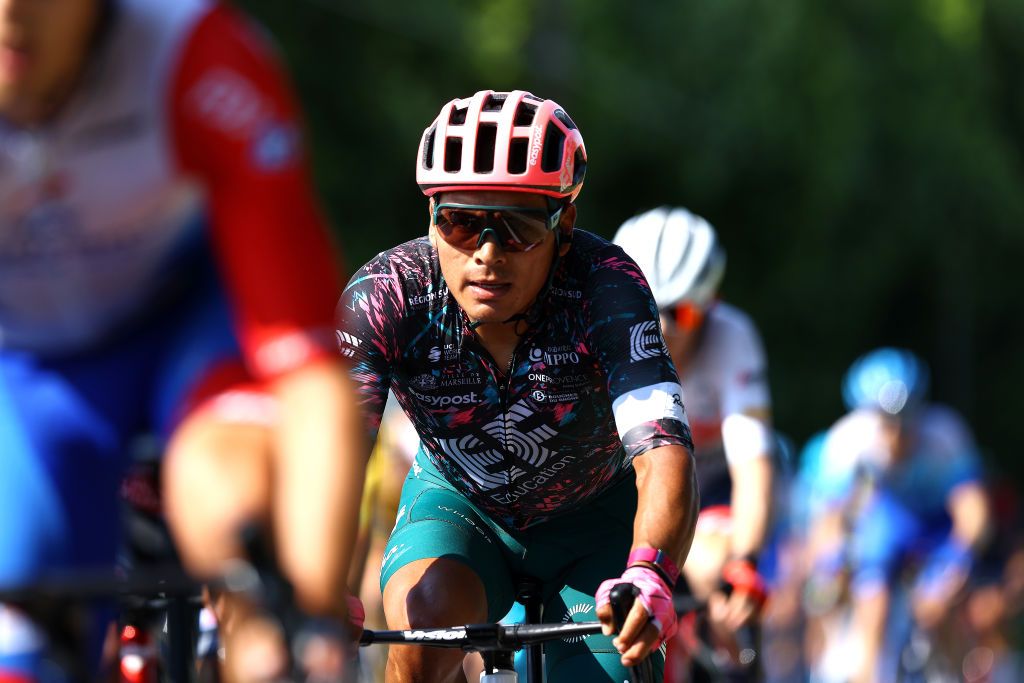 REGGIO EMILIA ITALY MAY 18 Jonathan Klever Caicedo Cepeda of Ecuador and Team EF Education Easypost competes during the 105th Giro dItalia 2022 Stage 11 a 203km stage from Santarcangelo di Romagna to Reggio Emilia Giro WorldTour on May 18 2022 in Reggio Emilia Italy Photo by Michael SteeleGetty Images