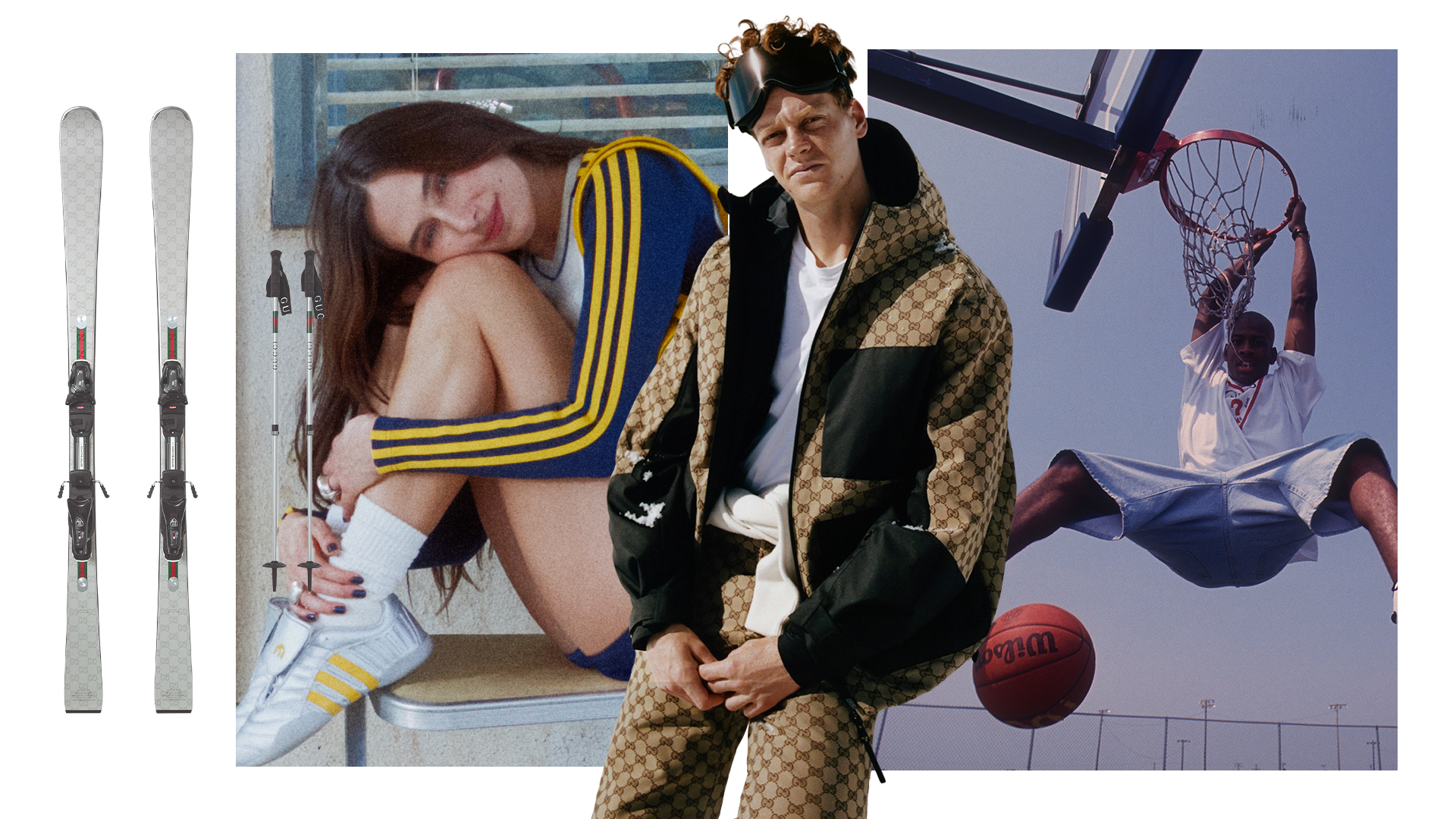 A collage of campaign and product images for collaborations and campaigns tied to sports and fashion from winter 2025.