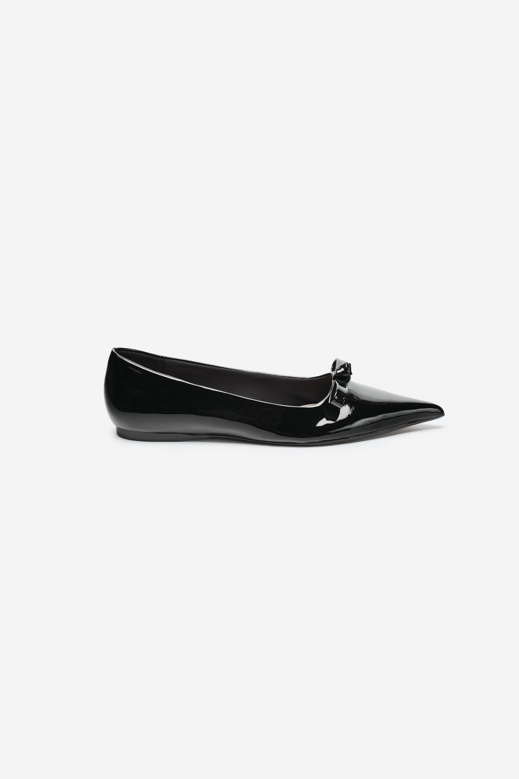 Leather Bow Ballet Flats - the Item - Black - 6