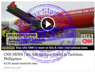 This Facebook scam claims to have information about AirAsia Flight 8501. Image credit: Hoax-Slayer.