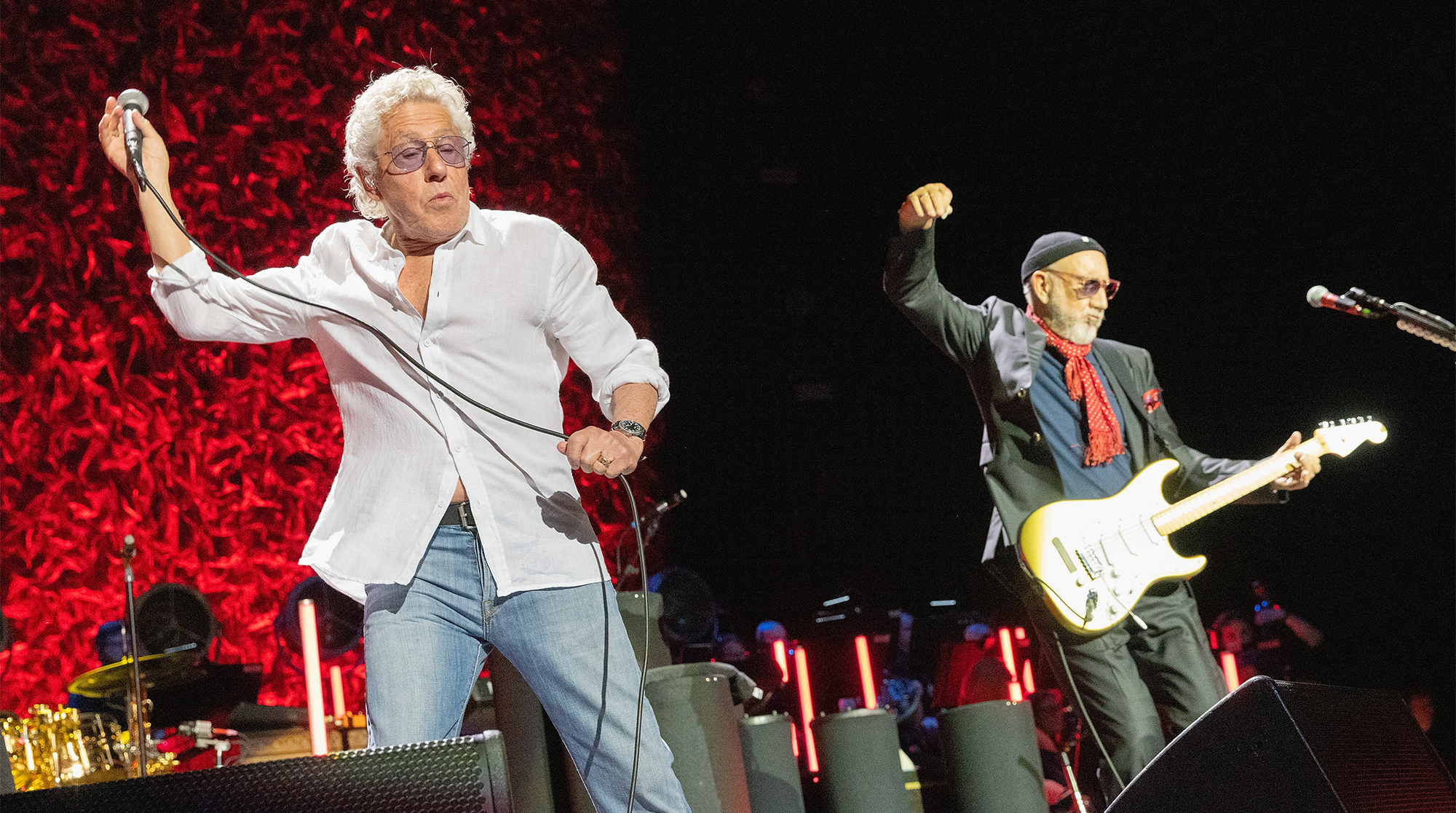 Roger Daltrey and Pete Townshend of The Who perform at The O2 Arena on July 12, 2023 in London, England.