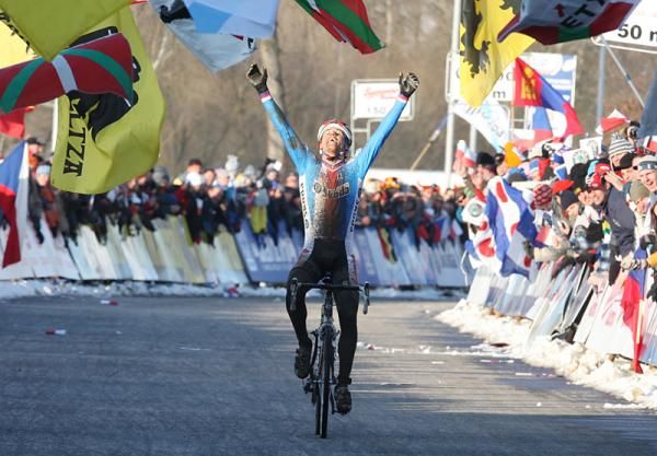 Zdenek Stybar (Czech Republic) celebrates his amazing victory.
