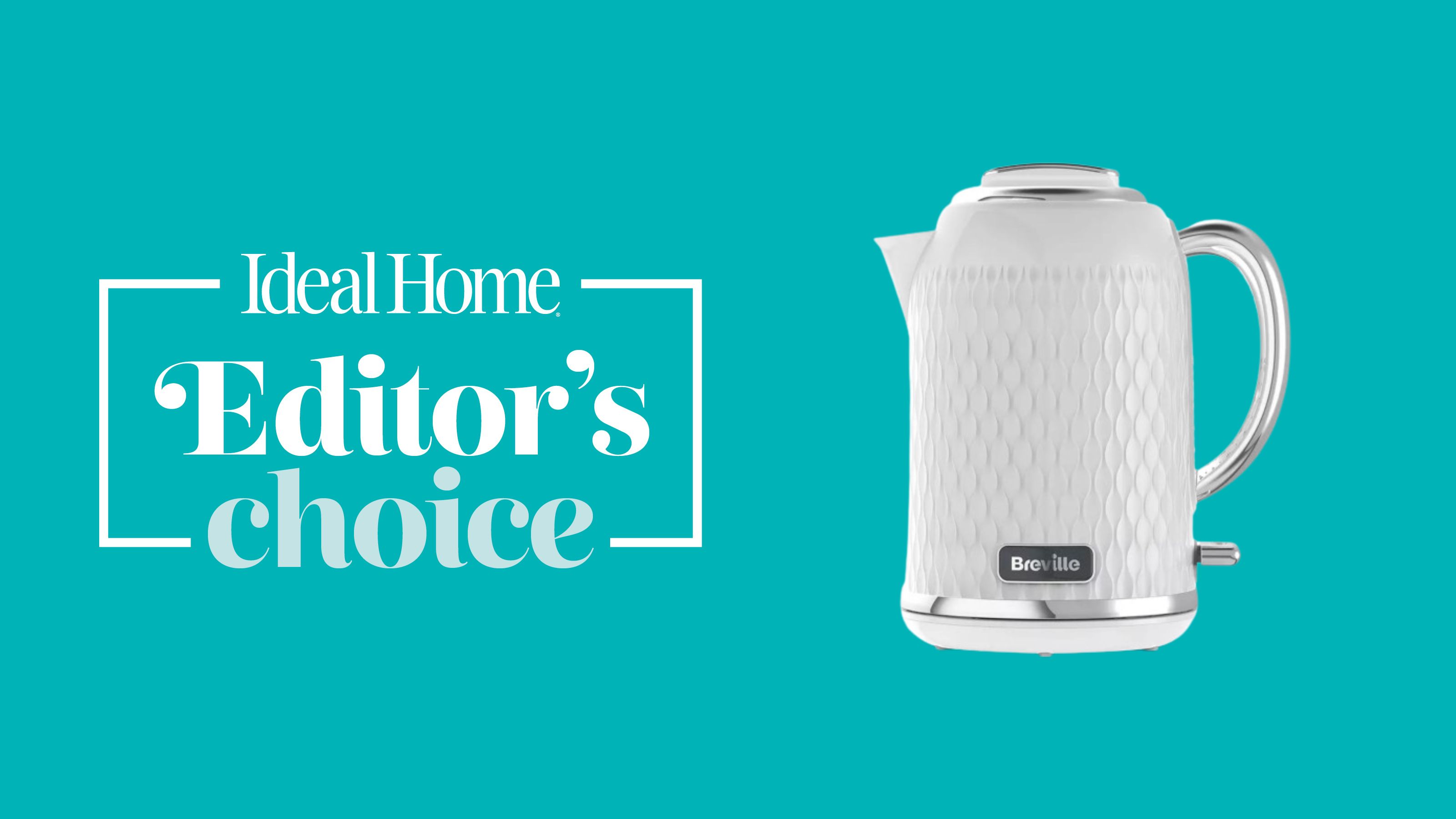 White Breville kettle on teal background