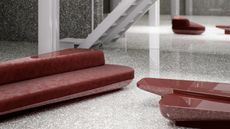 Collectible 2024, Brussels deep red sofa and table