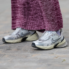 Emy Venturini wears Nike sneakers shoes , during a street style fashion photo session, on May 16, 2024 in Paris, France. 