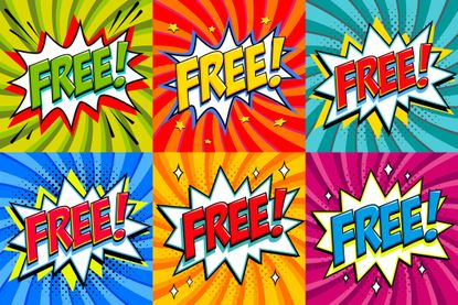 The word "free" written in bright colors to look like pop art comic book style.