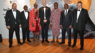 Miguel Goncalves, Neddy Mulimo, David Dabellen, Prince William, Prince of Wales, Dismas Partalala, Achilles Byaruhanga and Ian Craig attend the Tusk Conservation Awards 2022