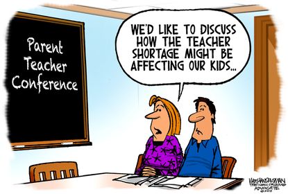 Political cartoon U.S. teacher shortage education