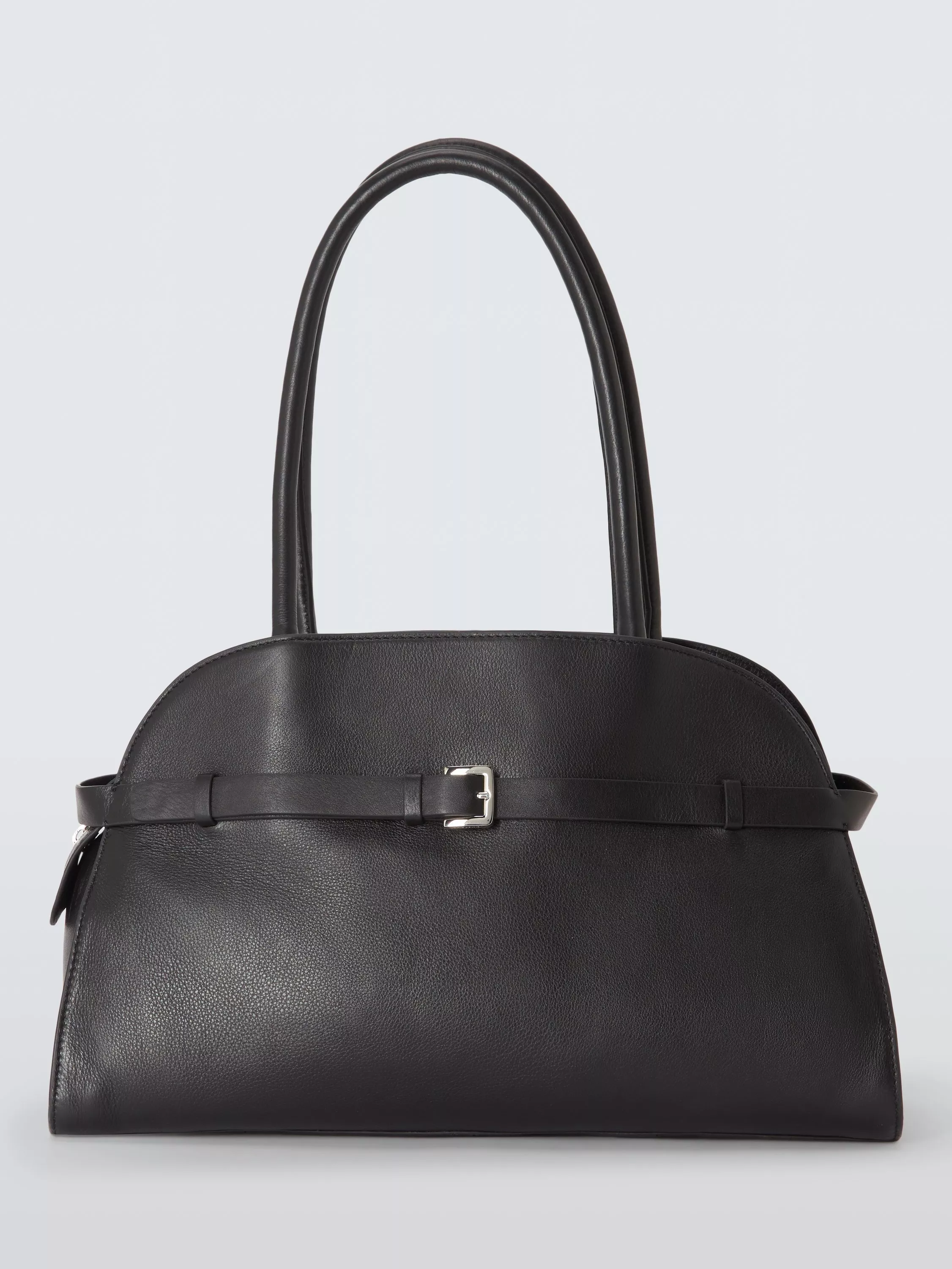 John Lewis Leather Crescent Triple Tote Bag, Burgundy