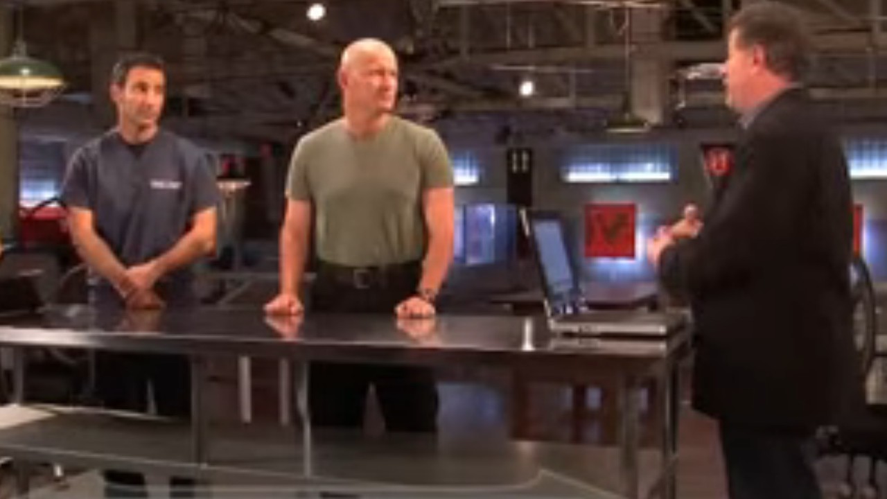 The cast of Deadliest Warrior discussing who would win a deadly battle