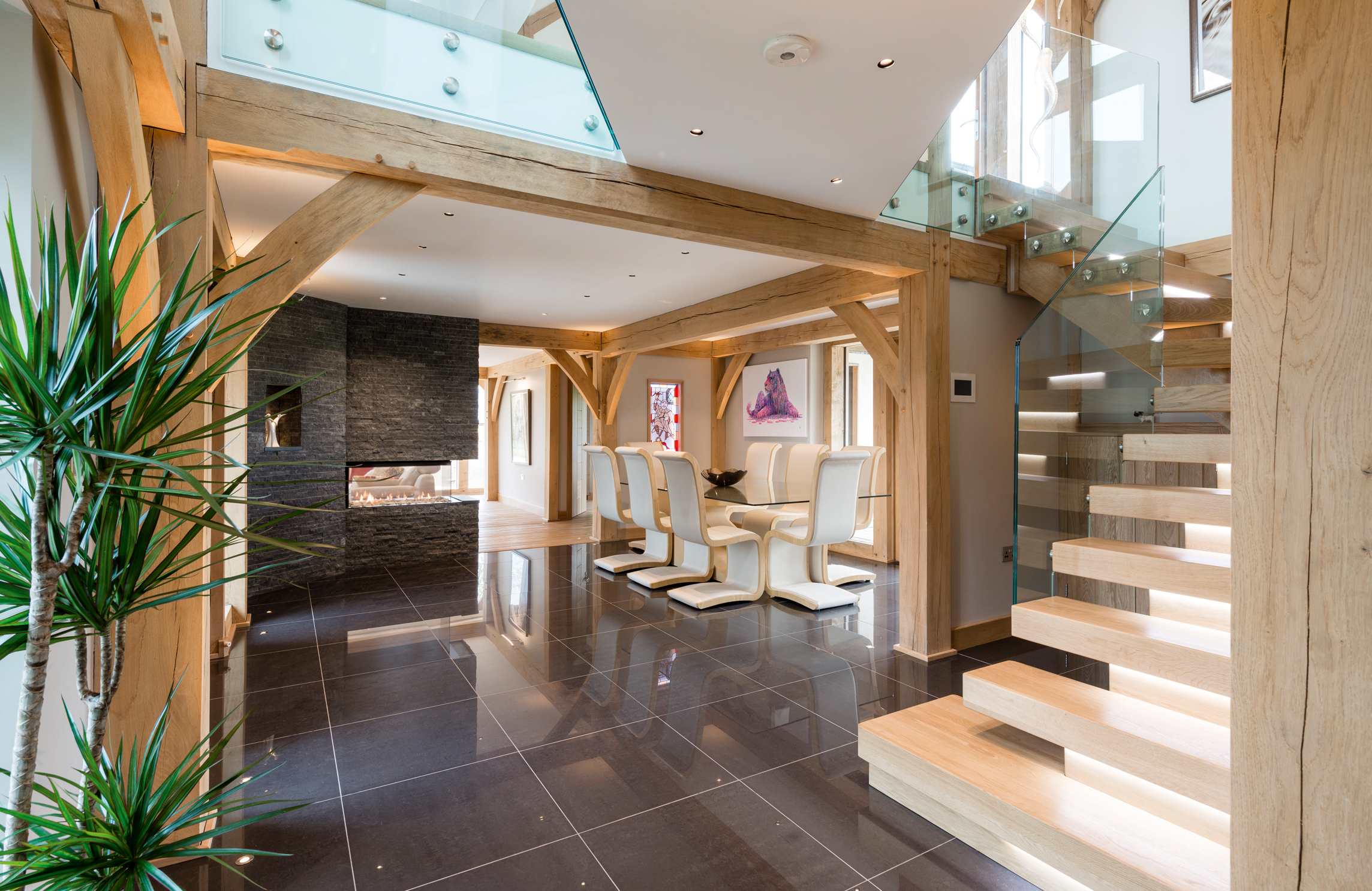 Contemporary oak frame hallway