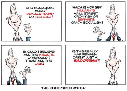Political Cartoon U.S. Undecided Voter 2016