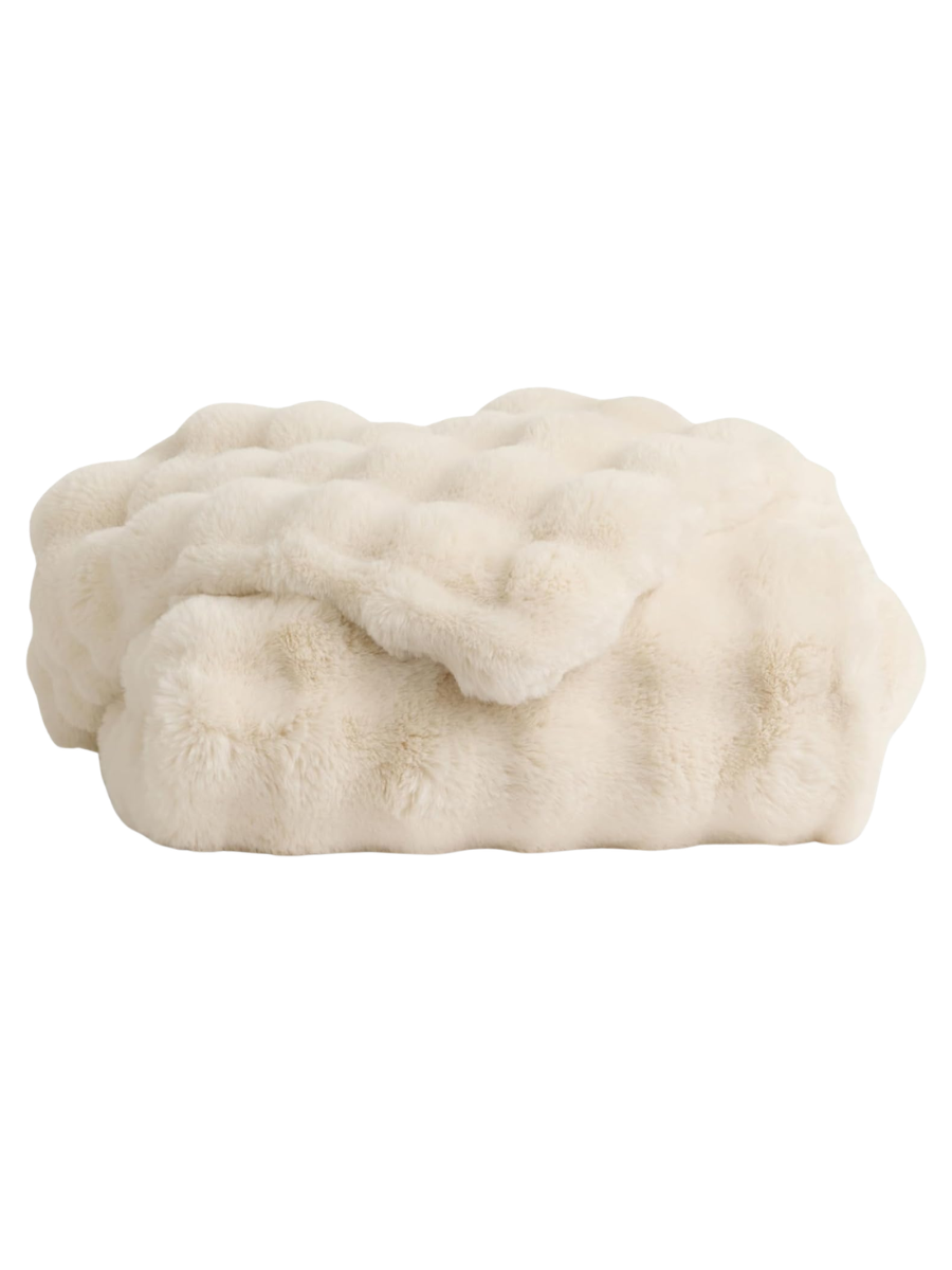 Cozy Earth Bubble Cuddle Blanket - Faux Fur Ultra-Soft Luxury Throw Blanket - Comfortably Weighted Design for Lounging or Sharing - Machine Washable - Oversized Throw 80