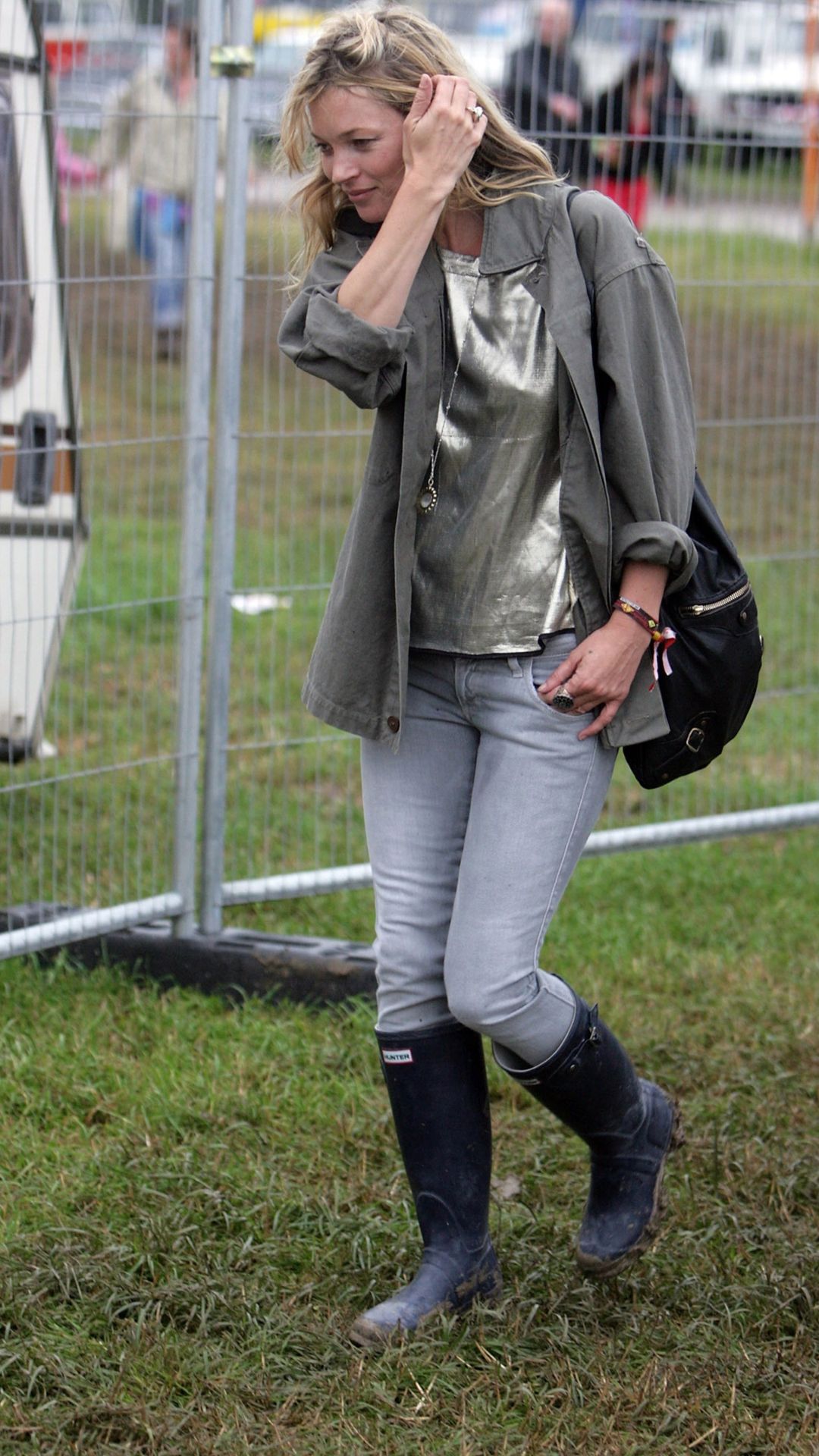 Kate Moss attends the Glastonbury Festival in 2008