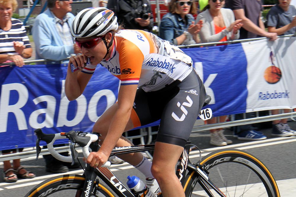 Brand crosses the finish.