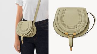 composite of Chloé Marcie Small Saddle Bag in light green