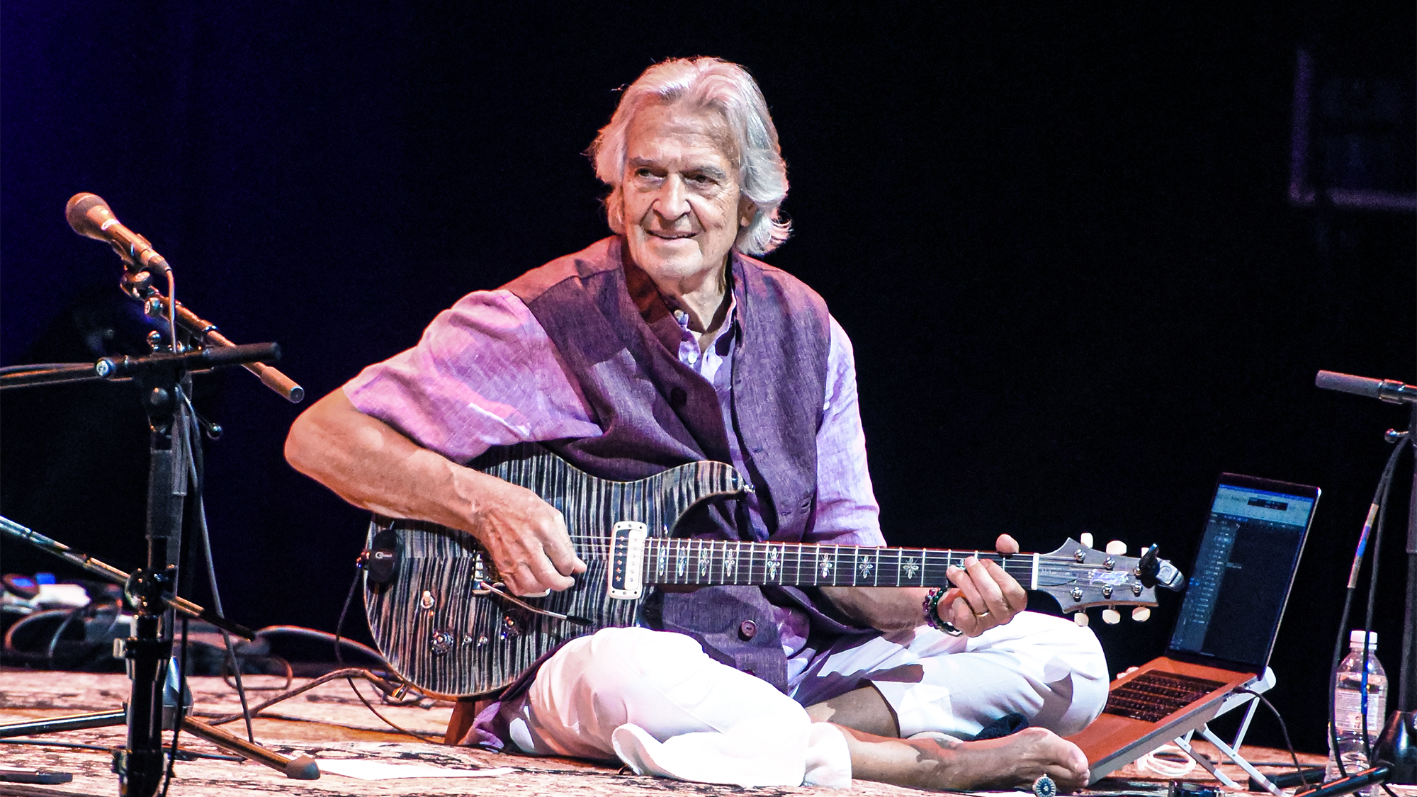 John McLaughlin of Shakti performs at Eventim Apollo on June 27, 2023 in London, England.