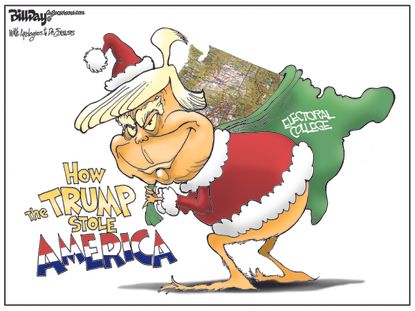 Political cartoon U.S. Donald Trump Christmas electoral college