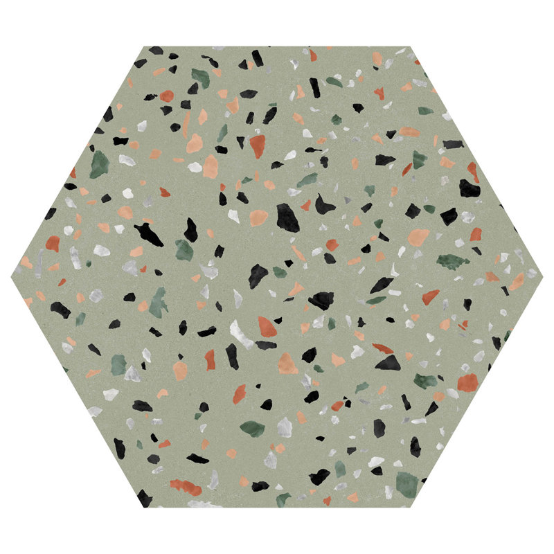 Andova Kallisto 8-In. X 9-In. Hexagon Terrazzo Matte Porcelain Wall &amp;amp; Floor Tile | Wayfair