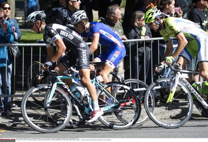 Julian Alaphilippe (Omega Pharma-Quick Step) followed by Arnold Jeannesson (FDJ.fr)