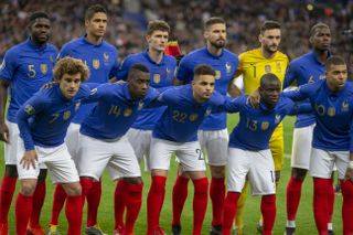 France players line up ahead of a game against Iceland in 2019.