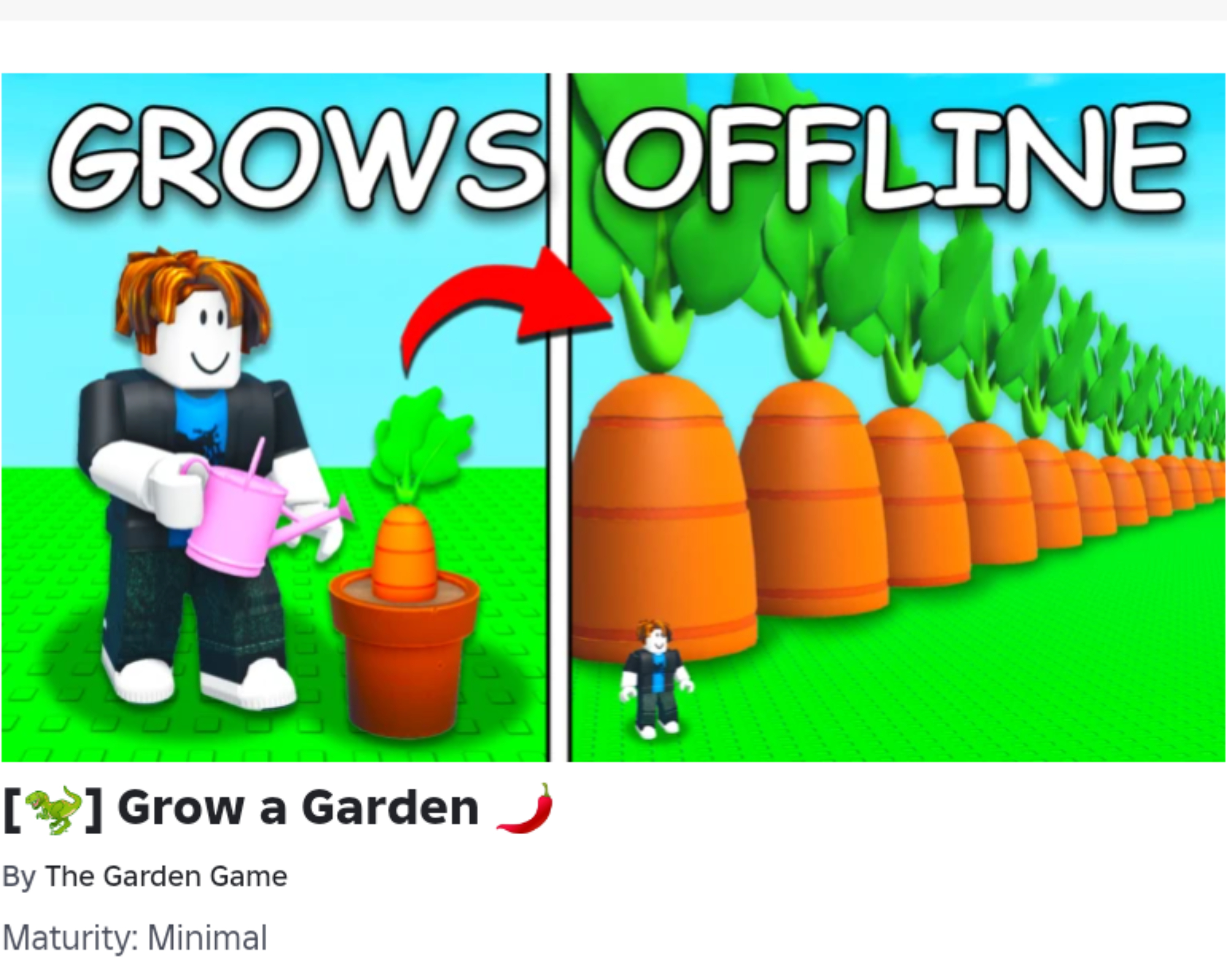Showing progress of growing carrots in roblox grow a garden