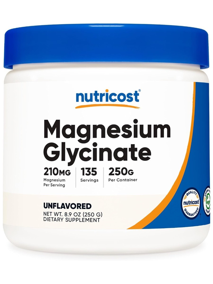 A tub of Nutricost Magnesium Glycinate