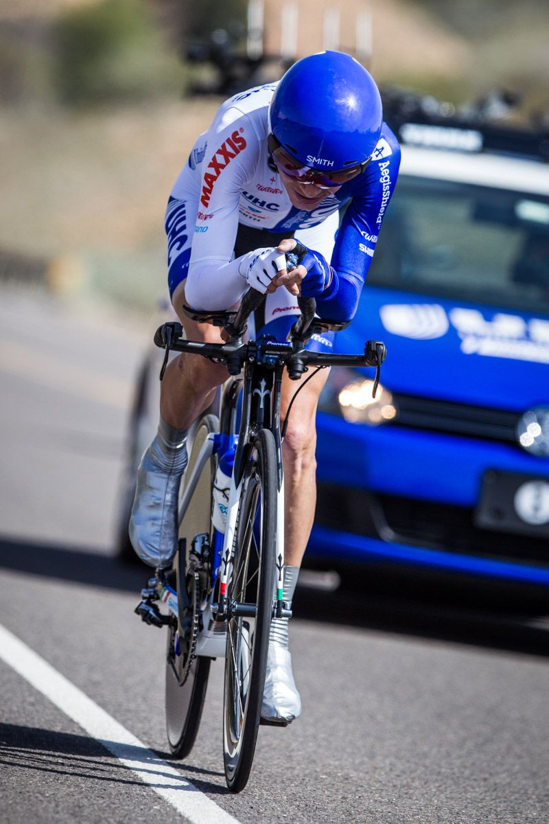 Janez Brajkovic (UnitedHealthcare) heads back towards the finish.
