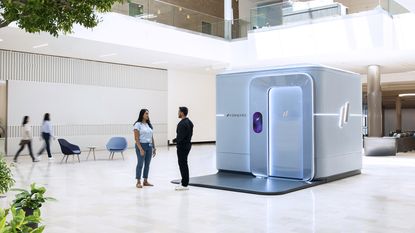 A walk-in, self-serve healthcare unit driven by AI technology.