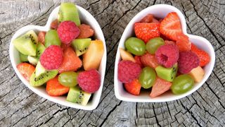 The 5:2 diet: two heart-shaped bowls full of fruit