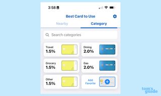 MaxRewards app showing best card to use