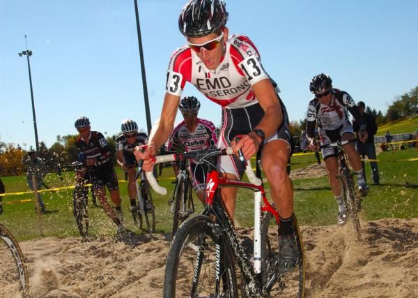 Evan McNeeley leading the chase early on.