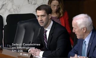 Sen. Tom Cotton during Tuesday's hearing. Credit: U.S. Senate