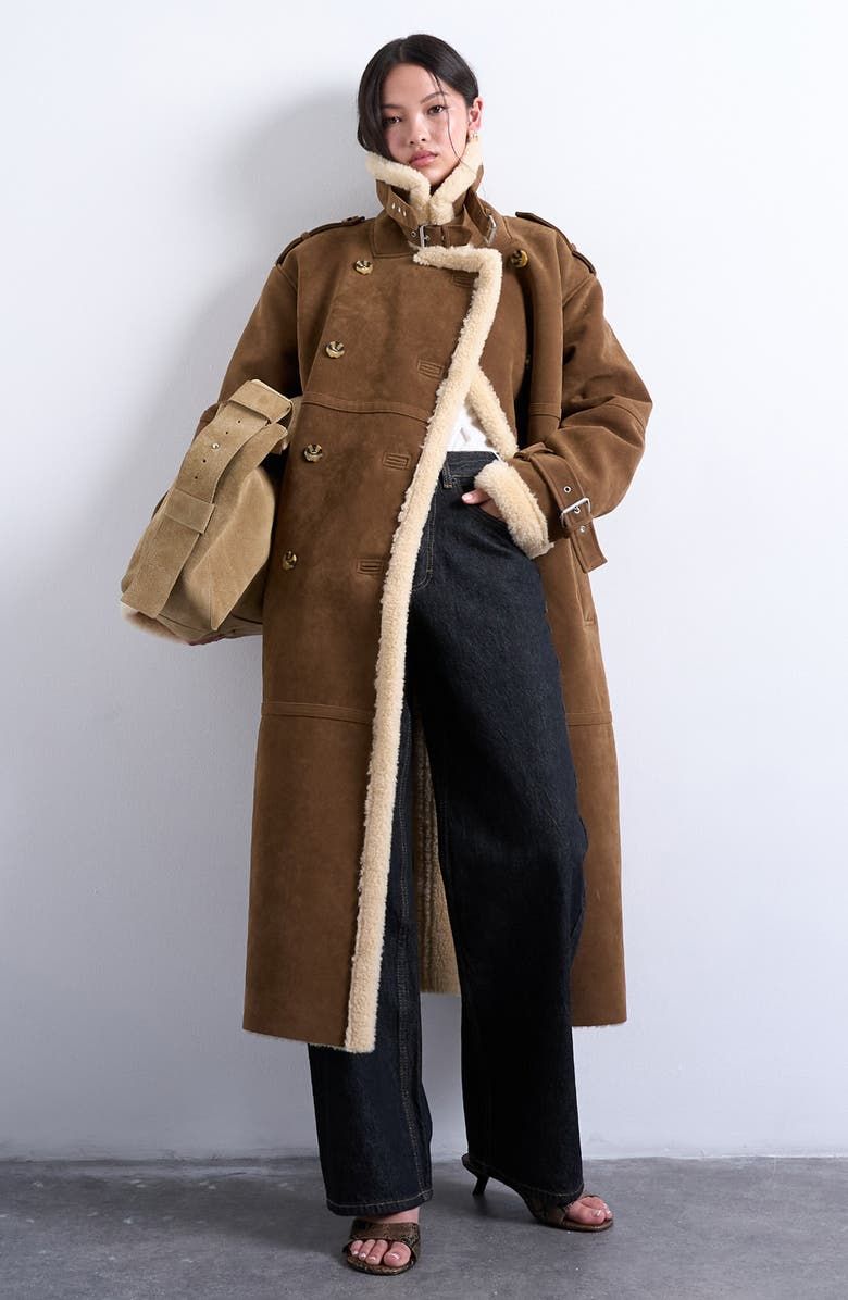 Longline Aviator Faux Shearling Coat