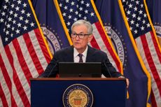 Jerome Powell at the microphone 