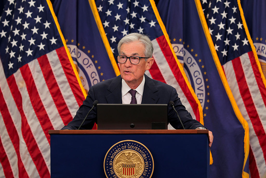 Jerome Powell at the microphone