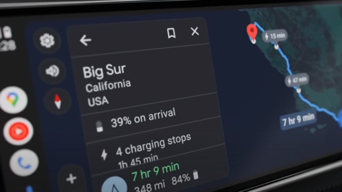 Android Auto running on an electric car
