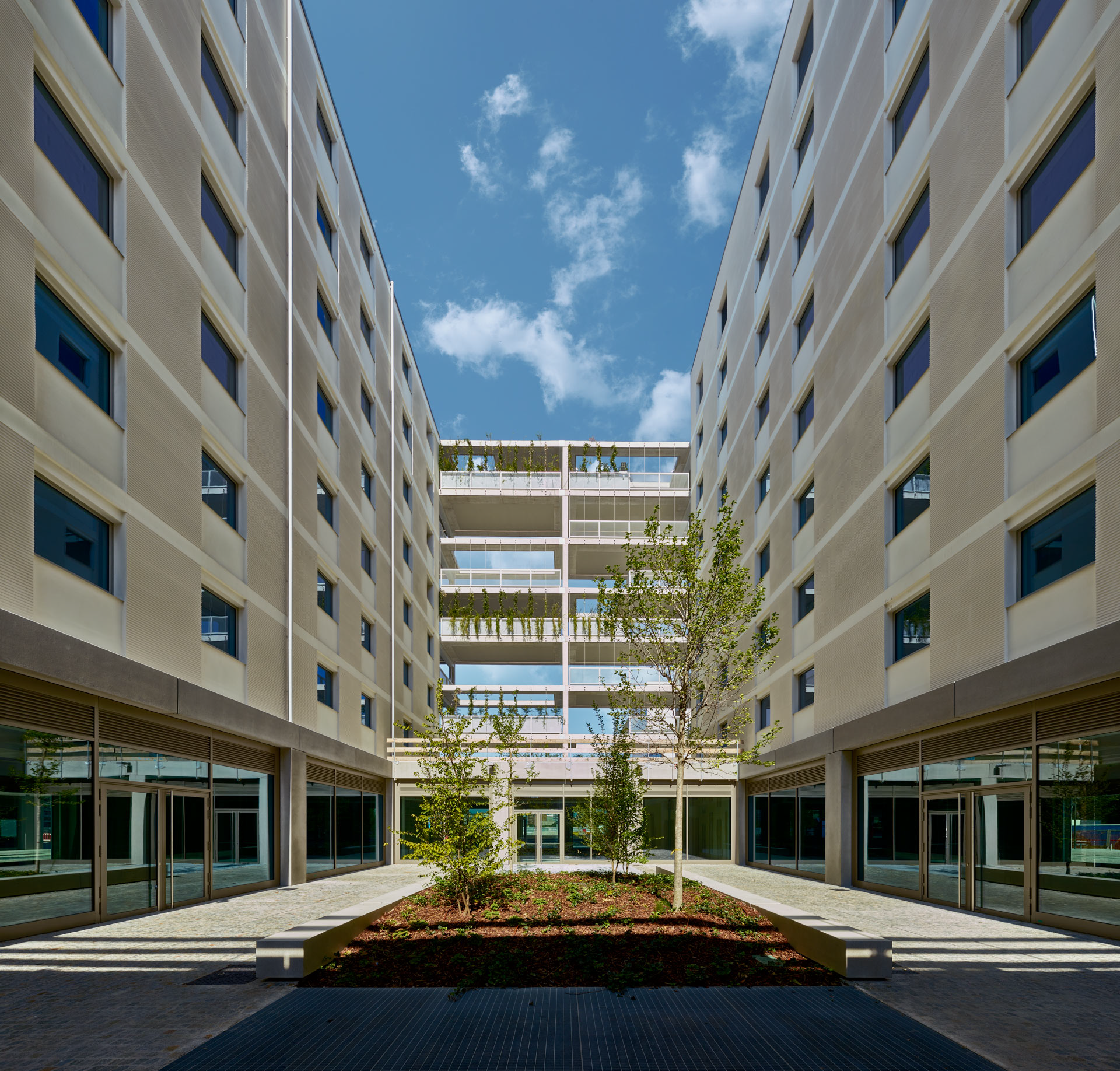 Olympic Village. The courtyard between Buildings E and F, looking east.-credit -Donato Di Bello