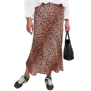 Rixo Leopard Midi Skirt