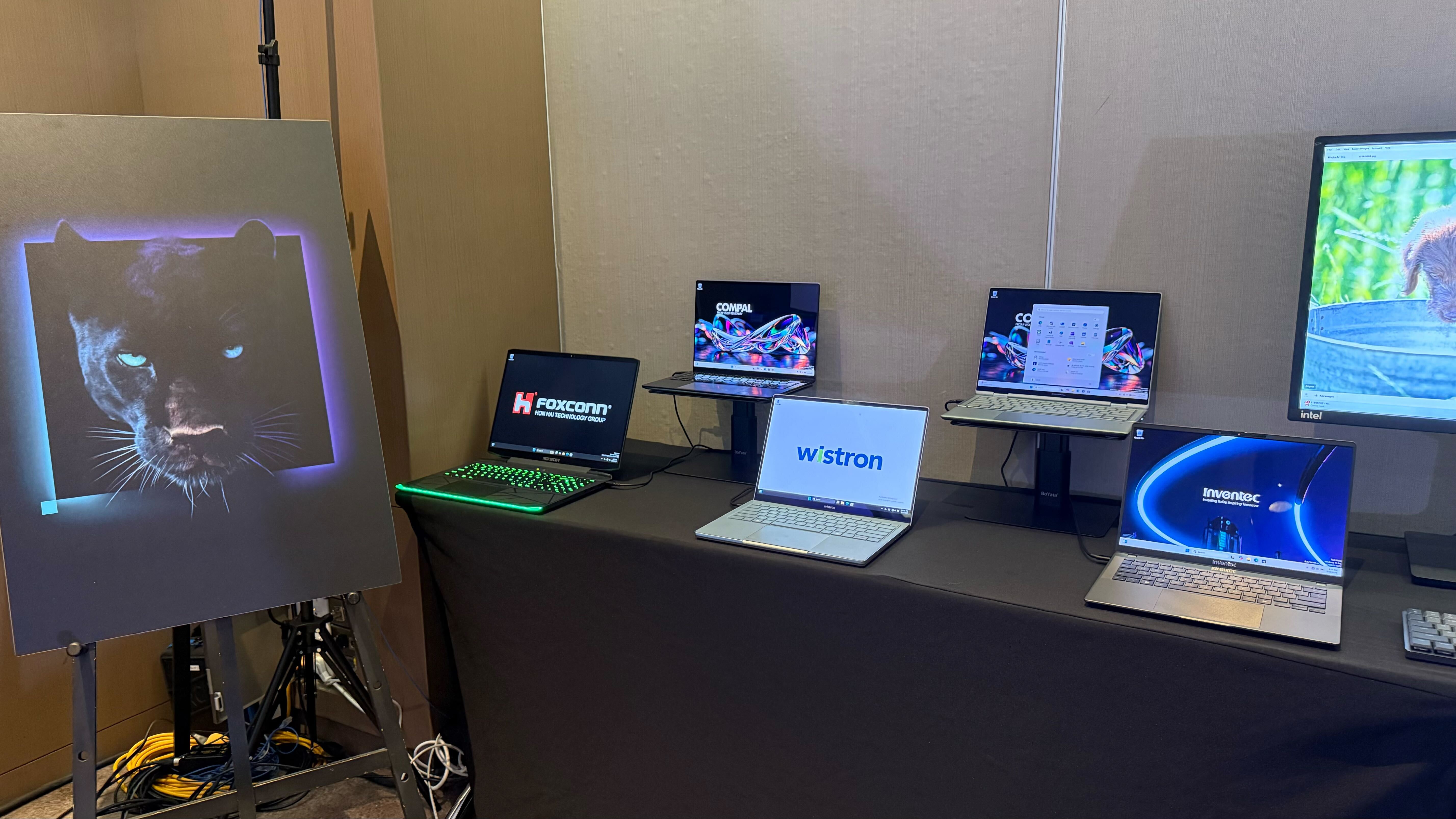 Intel showcases several pre-production laptops that will feature the Panther Lake mobile chipset, expected to debut in 2025.