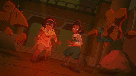 (L-R): Saheli Khan as Pavi and Aishwarya "Aishu" Devan as Nisha in Avatar: Seven Havens, episode 2, season 1, streaming on Paramount+, 2026. Photo credit: Paramount+