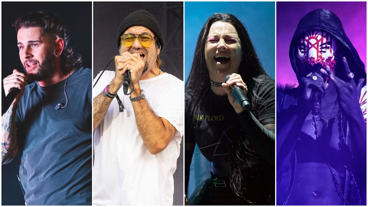 Chino Moreno, M Shadows, Amy Lee and Vessel singing on stage