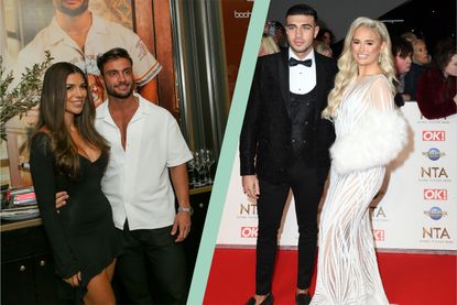 A collage of two couples that are still together from Love Island: Ekin-Su and Davide (left) and Molly-Mae and Tommy (right)