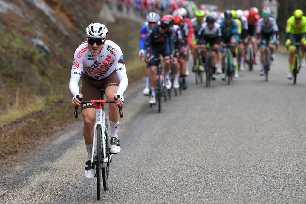 BESSGES FRANCE FEBRUARY 05 Alexis Gougeard of France and AG2R Citroen Team during the 51st toile de Bessges Tour du Gard 2021 Stage 3 a 1548km stage from Bessges to Bessges Breakaway EDB2020 on February 05 2021 in Bessges France Photo by Luc ClaessenGetty Images