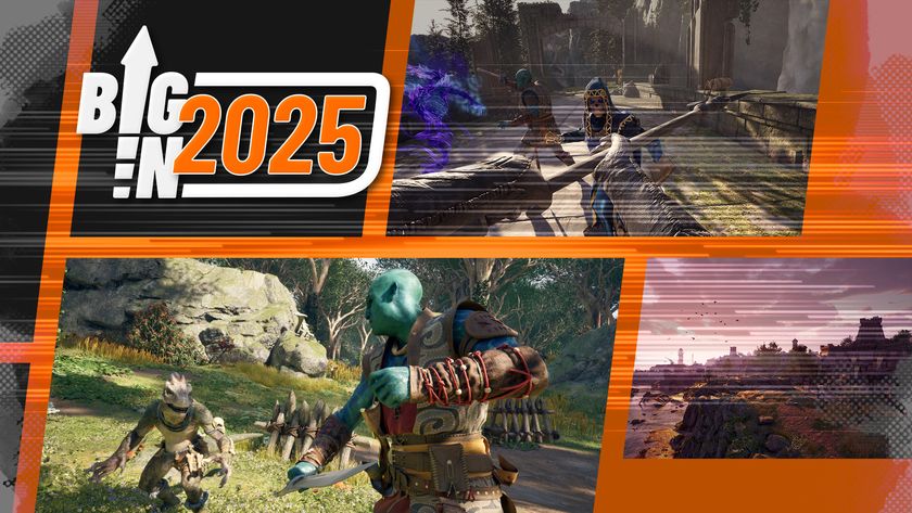 The Big in 2025 image for Avowed, showing a montage of fighting and exploring with the RPG, including first-person combat with a skeleton, and Kai slashing enemies