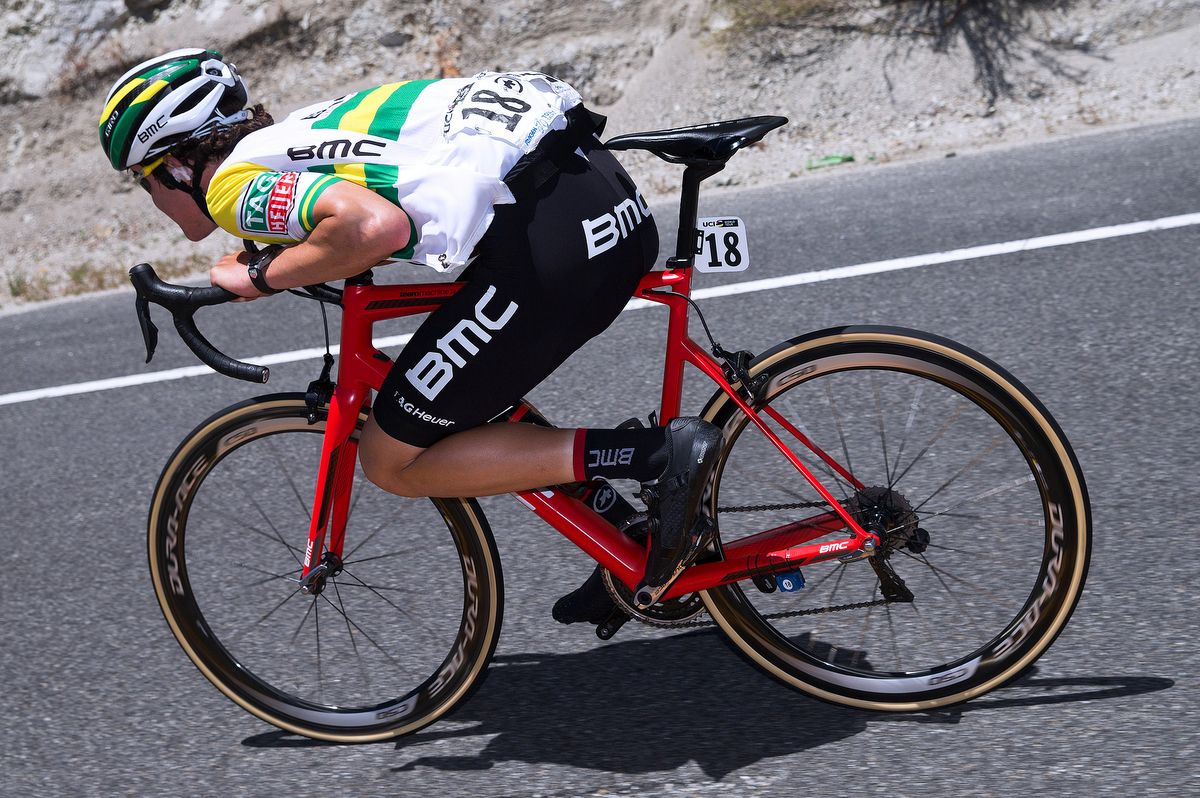 Miles Scotson (BMC) gets into an aero tuck