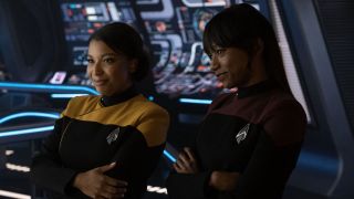 Mica Burton and Ashlei Sharpe Chestnut in Star Trek: Picard